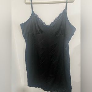 Black satin mini dress